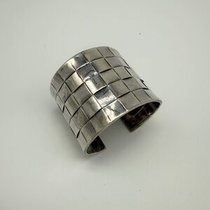 Vintage Solid Sterling Silver Woven Cuff Bracelet